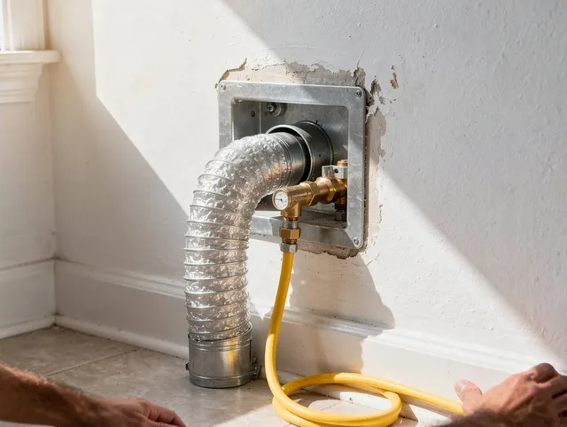 Scituate Dryer Vent Cleaning certified technician performing specialized gas dryer vent cleaning in Scituate